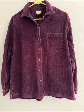 Vintage L.L. Bean Women’s Purple Corduroy Button-Front Shirt Jacket 100% cotton